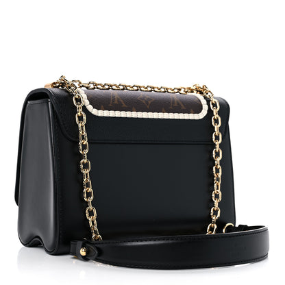 Louis Vuitton Calfskin Monogram Braided Twist Shoulder Bag MM Black 4 of 9