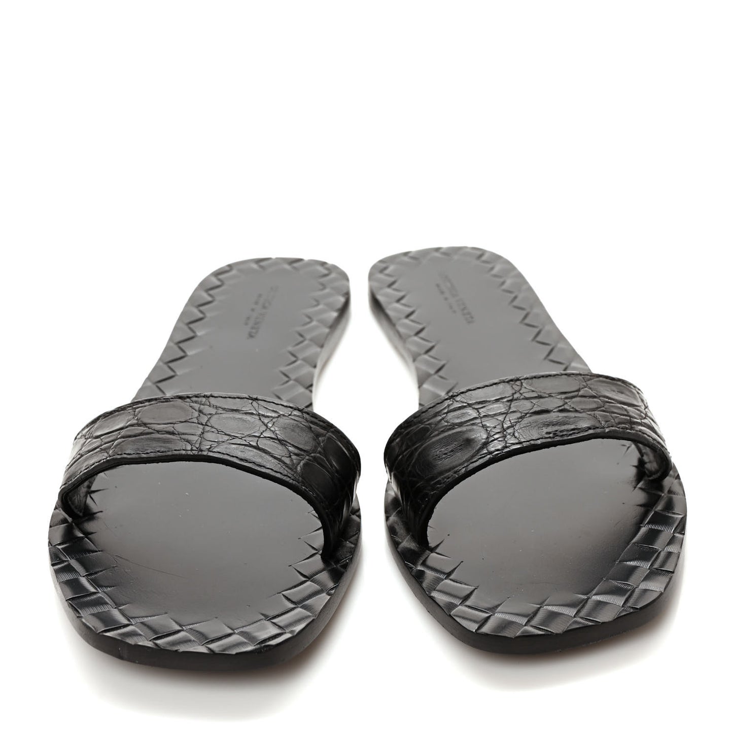 Nappa Embossed Flat Sandals 38 Black