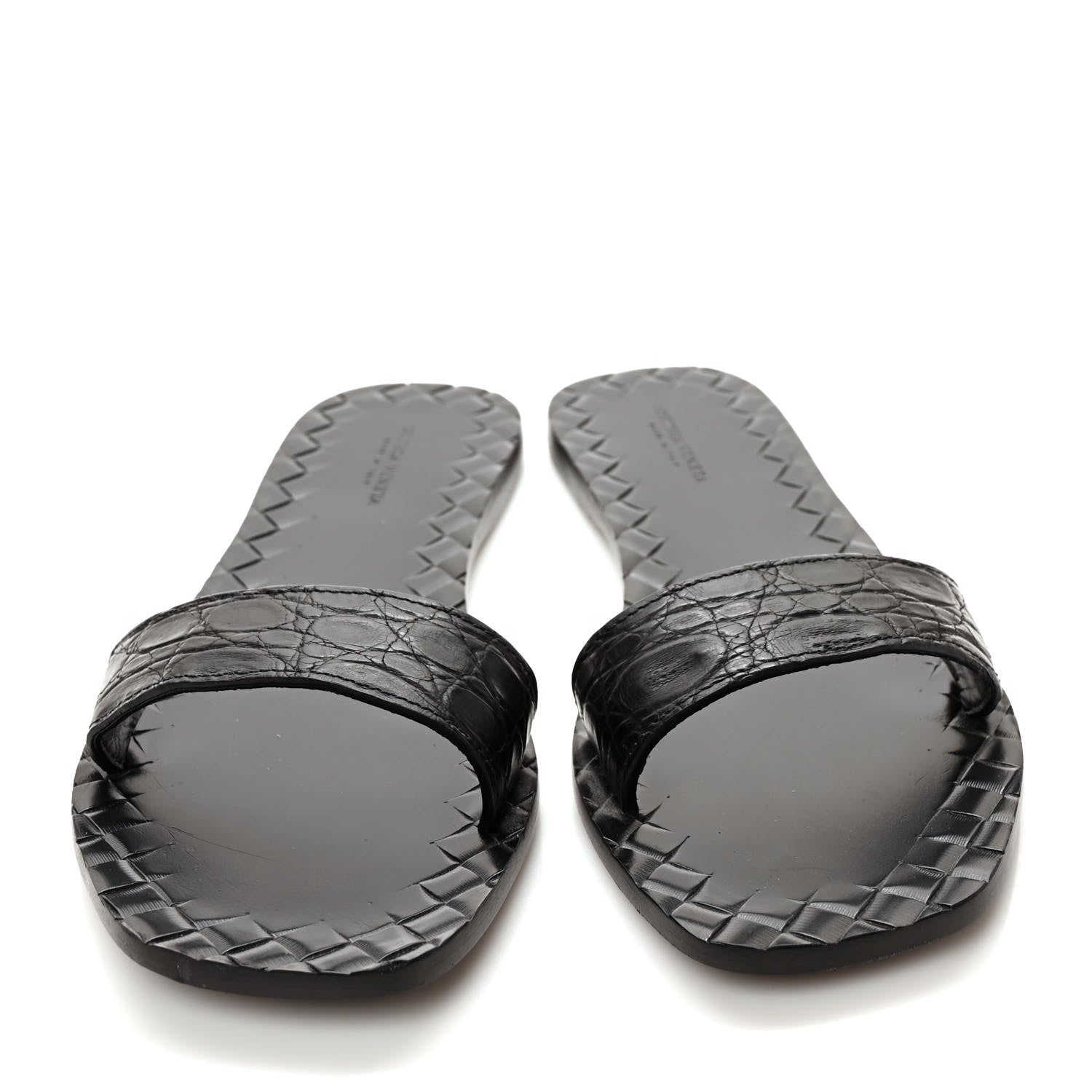 Bottega Veneta Nappa Embossed Flat Sandals 38 Black 2 of 7