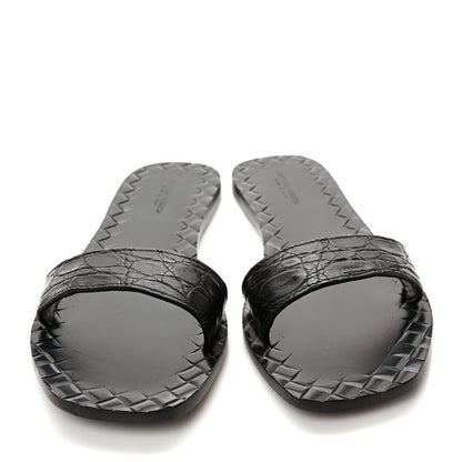 Bottega Veneta Nappa Embossed Flat Sandals 38 Black 2 of 7