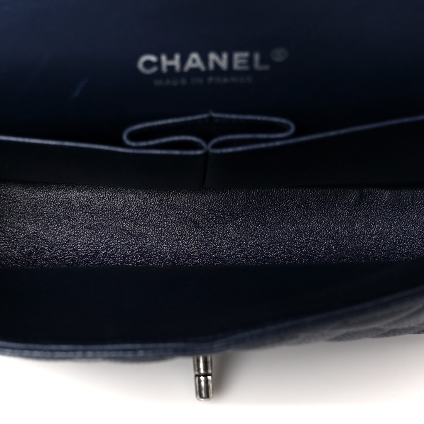 Caviar Quilted Medium Double Flap Navy