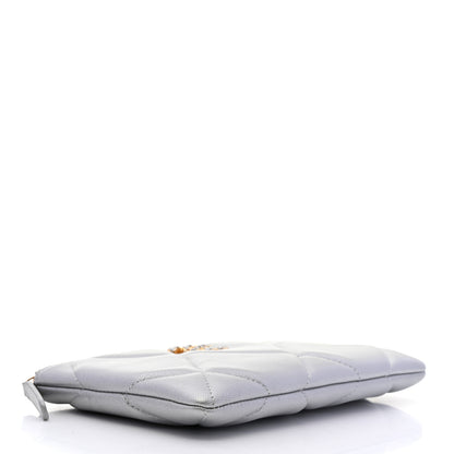 Chanel Shiny Goatskin Quilted Small Chanel 19 Pouch Silver 4 of 8