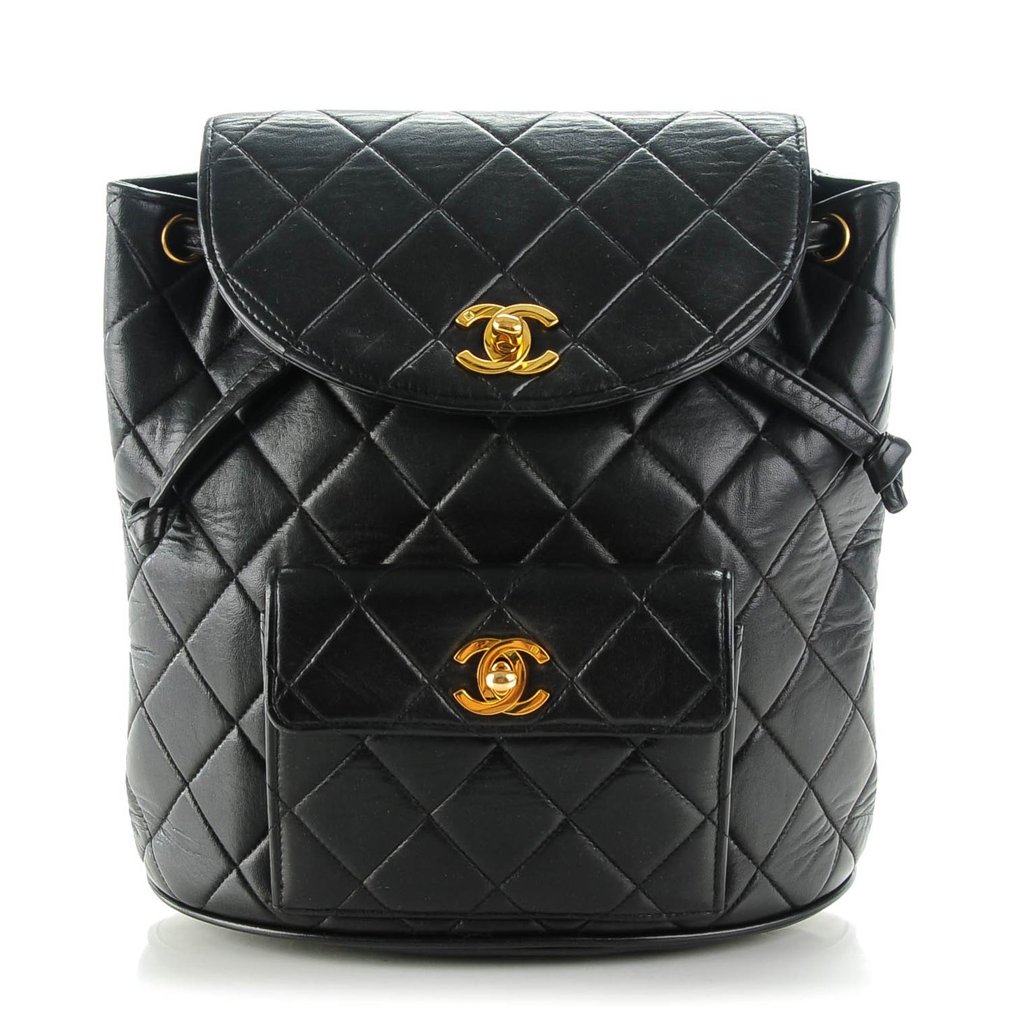 Lambskin Quilted Backpack Black