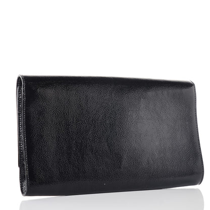 Saint Laurent Textured Patent Monogram Large Belle De Jour Clutch Black 3 of 8