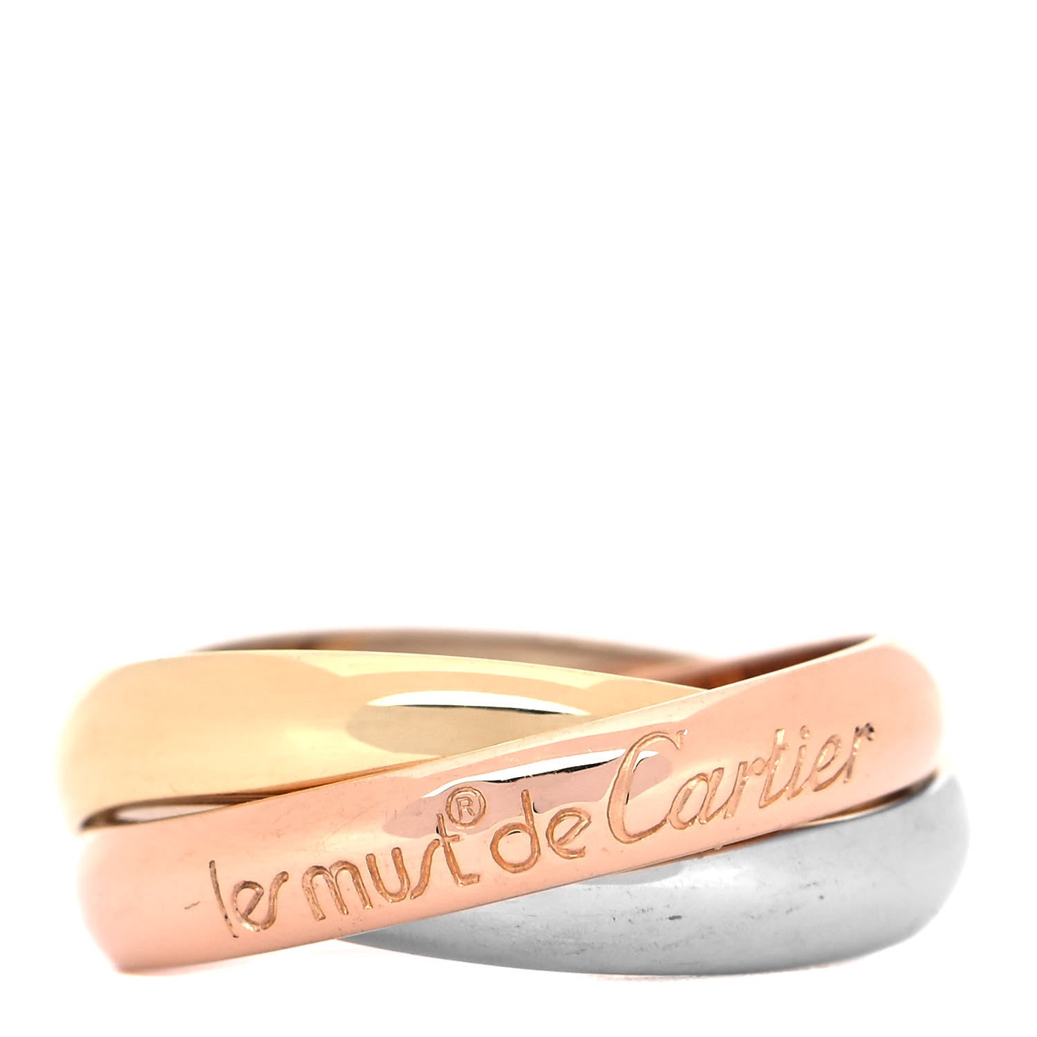 Cartier 18K Pink Yellow White Gold Classic Les Must De Cartier Trinity Ring 51 5.75 1 of 6