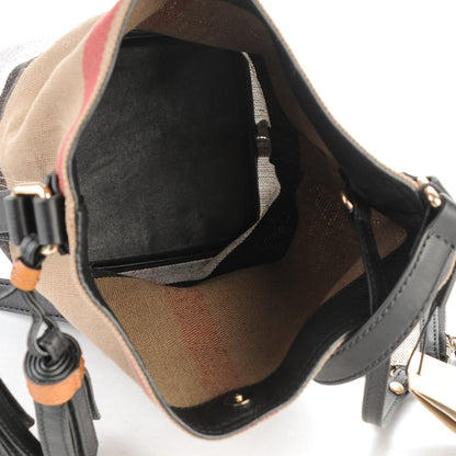 Burberry Canvas Mega Check Mini Ashby Tassel Crossbody Black 6 of 9