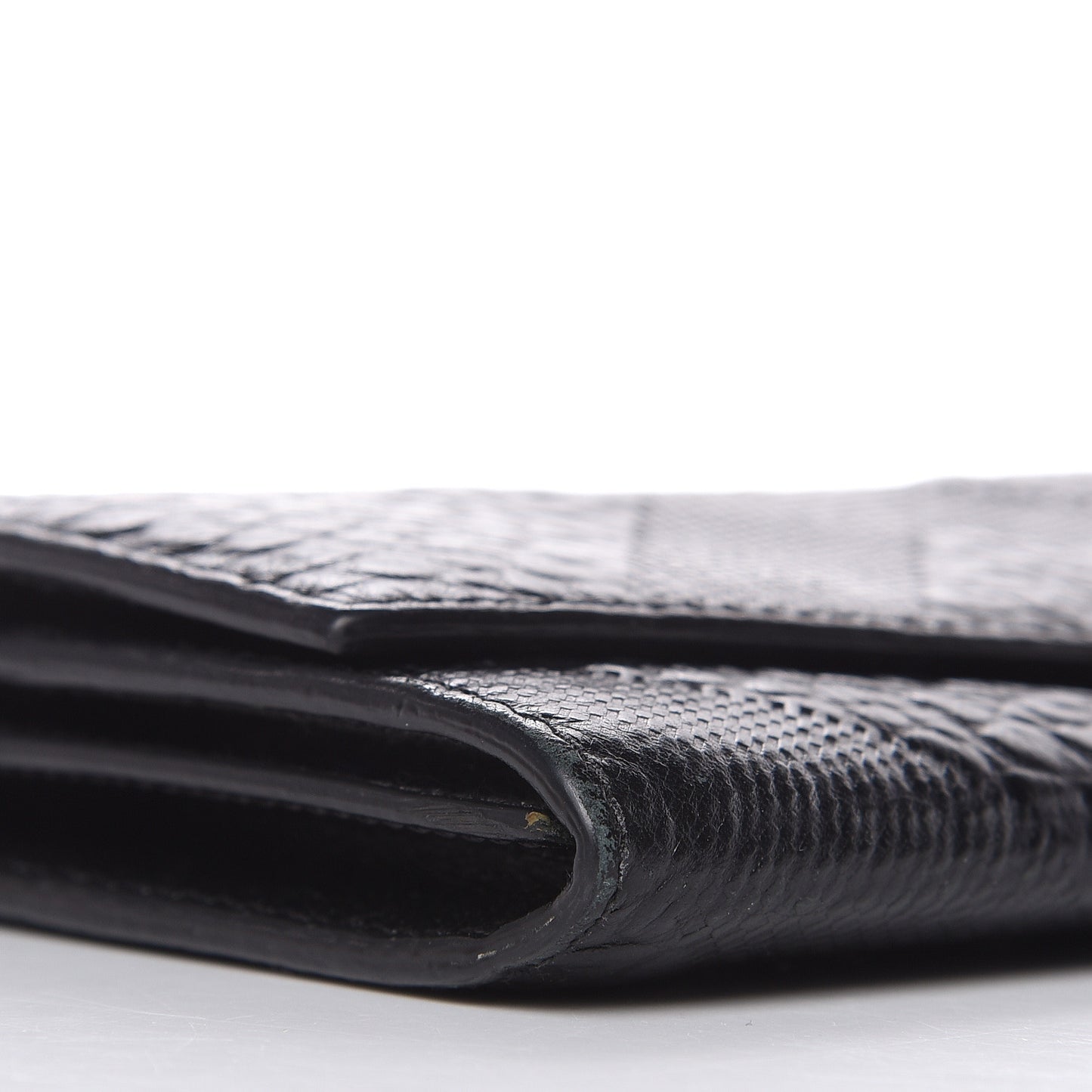 Signature Grain Calfskin Check Embossed Porter Continental Wallet Black