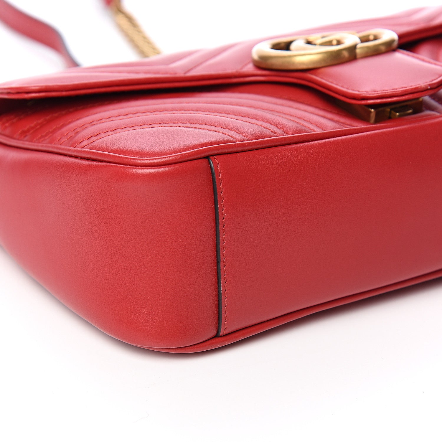 Gucci Calfskin Matelasse Small GG Marmont Shoulder Bag Hibiscus Red 7 of 9