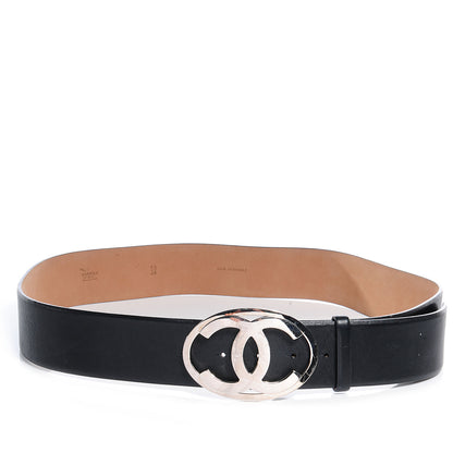 Chanel Leather CC Logo Belt 95 38 Black 1 of 7