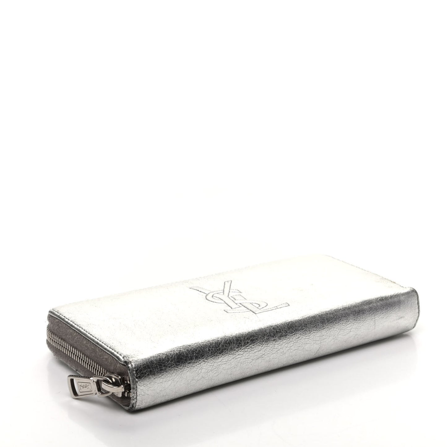 Metallic Calfskin Belle De Jour Zip Around Wallet Moon