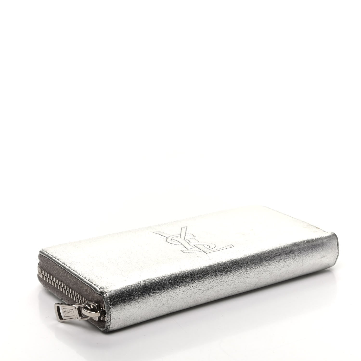 Saint Laurent Metallic Calfskin Belle De Jour Zip Around Wallet Moon 4 of 8