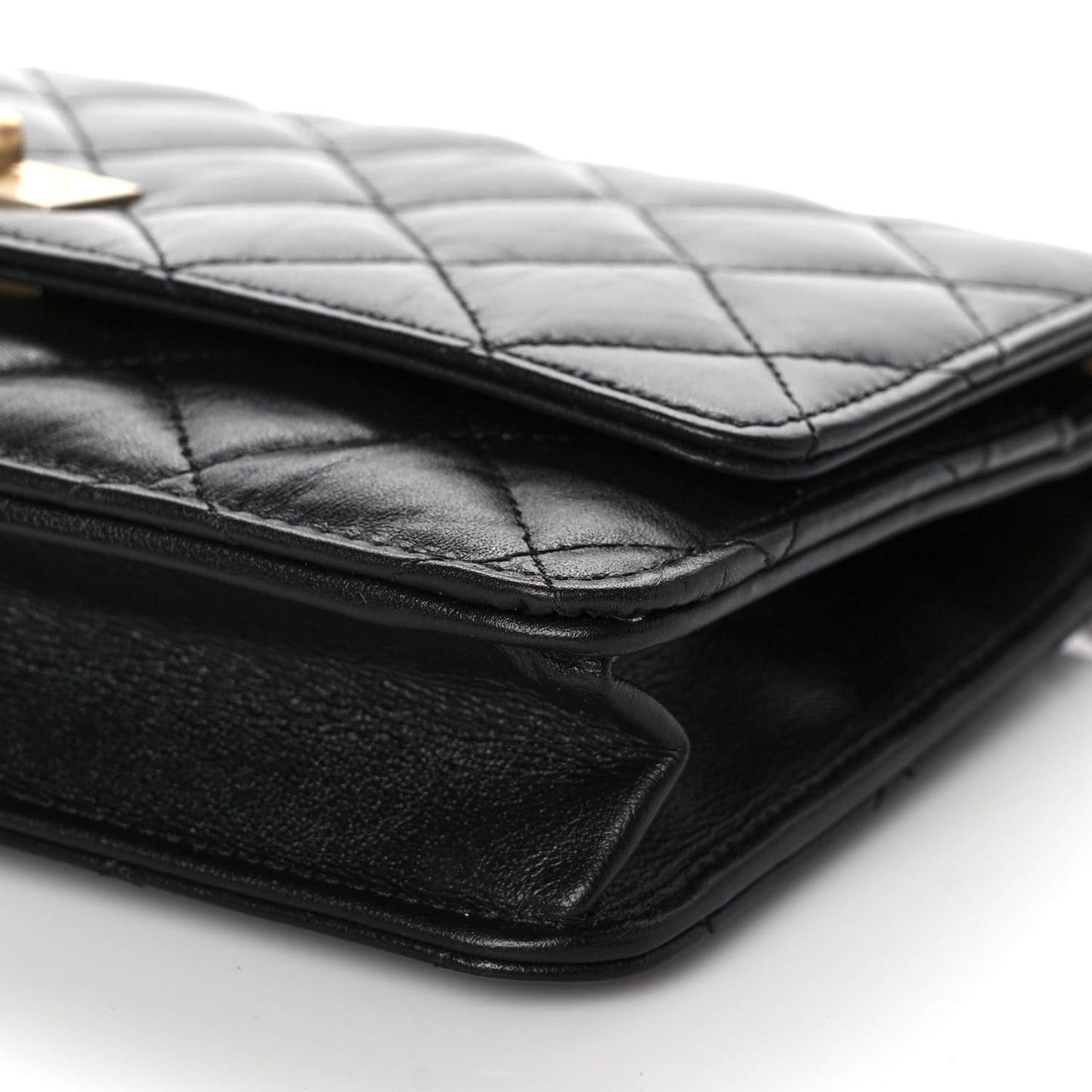 Aged Calfskin Quilted Reissue Wallet On Chain WOC Black
