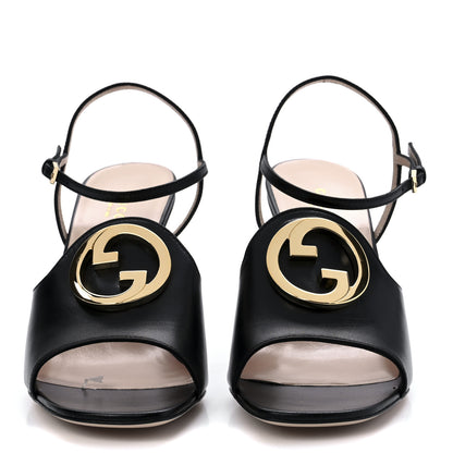 Gucci Malaga Kid Blondie 85mm Slingback Sandals 39 Black 2 of 9