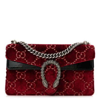 Gucci Velvet Skipper Crystal GG Monogram Small Dionysus Shoulder Bag Red Cipria Black Black Diamond 1 of 13