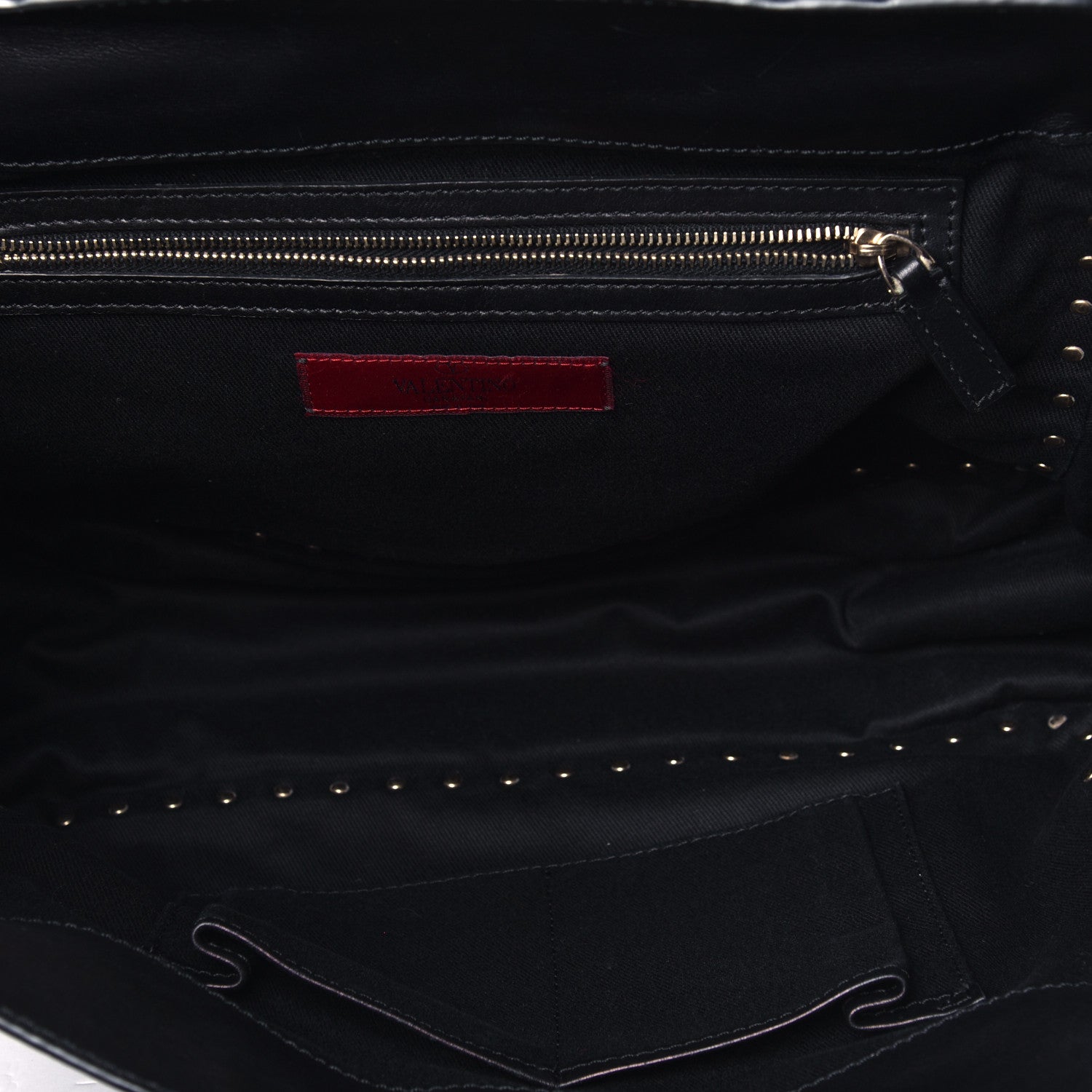 Valentino Garavani Vitello Rockstud Single Handle Flap Tote Black 4 of 7