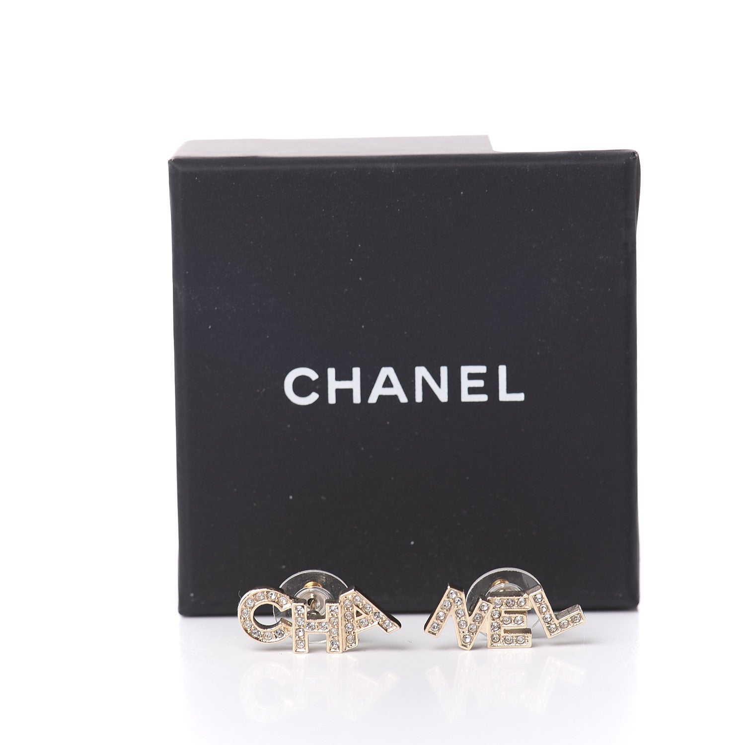 Chanel Crystal Pearl Signature Stud Earrings Gold 5 of 5