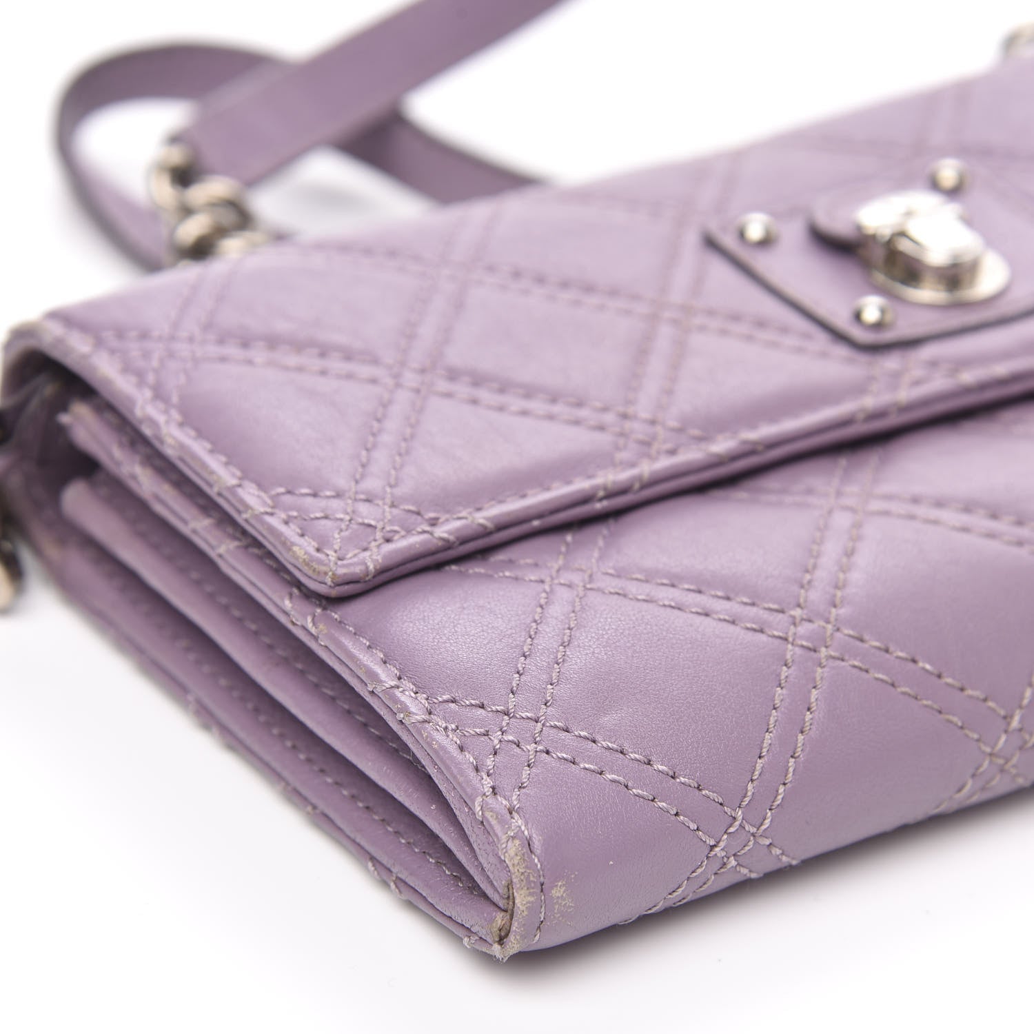 Marc Jacobs Lambskin Quilted Chain Wallet Light Purple 7 of 12