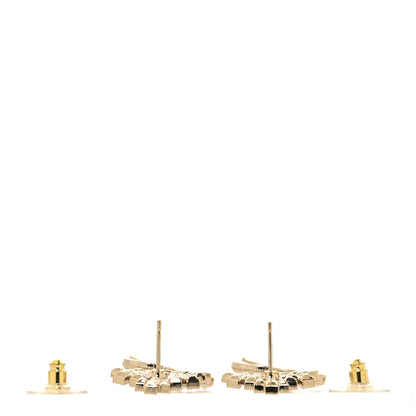 Chanel Crystal CC Crown Drop Earrings Gold 3 of 5