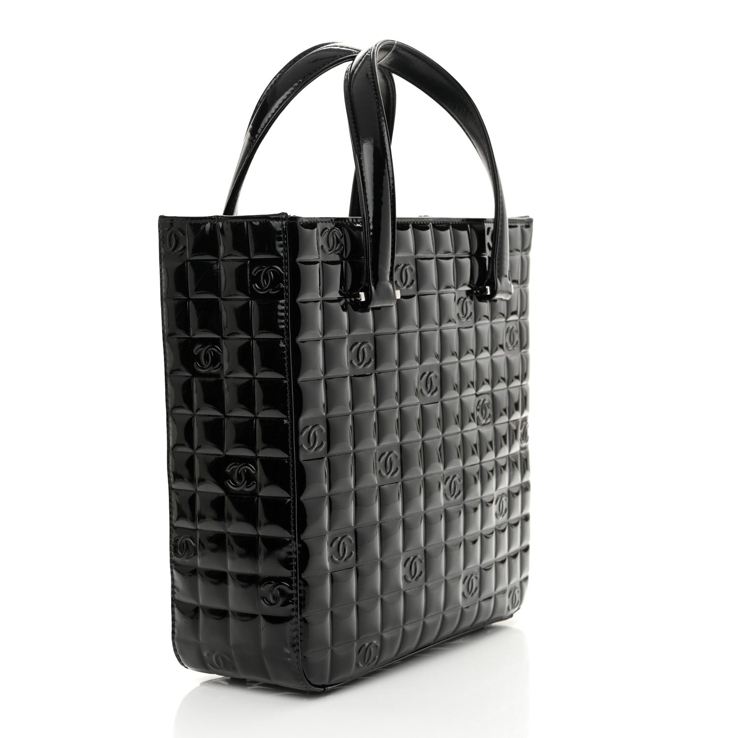 Chanel Patent Chocolate Bar Quilted Tote Black 3 of 11