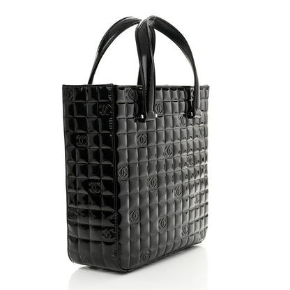 Chanel Patent Chocolate Bar Quilted Tote Black 3 of 11