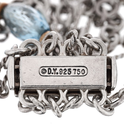 David Yurman Sterling Silver 18K Yellow Gold Blue Topaz Figaro Multi Strand Bracelet 3 of 3