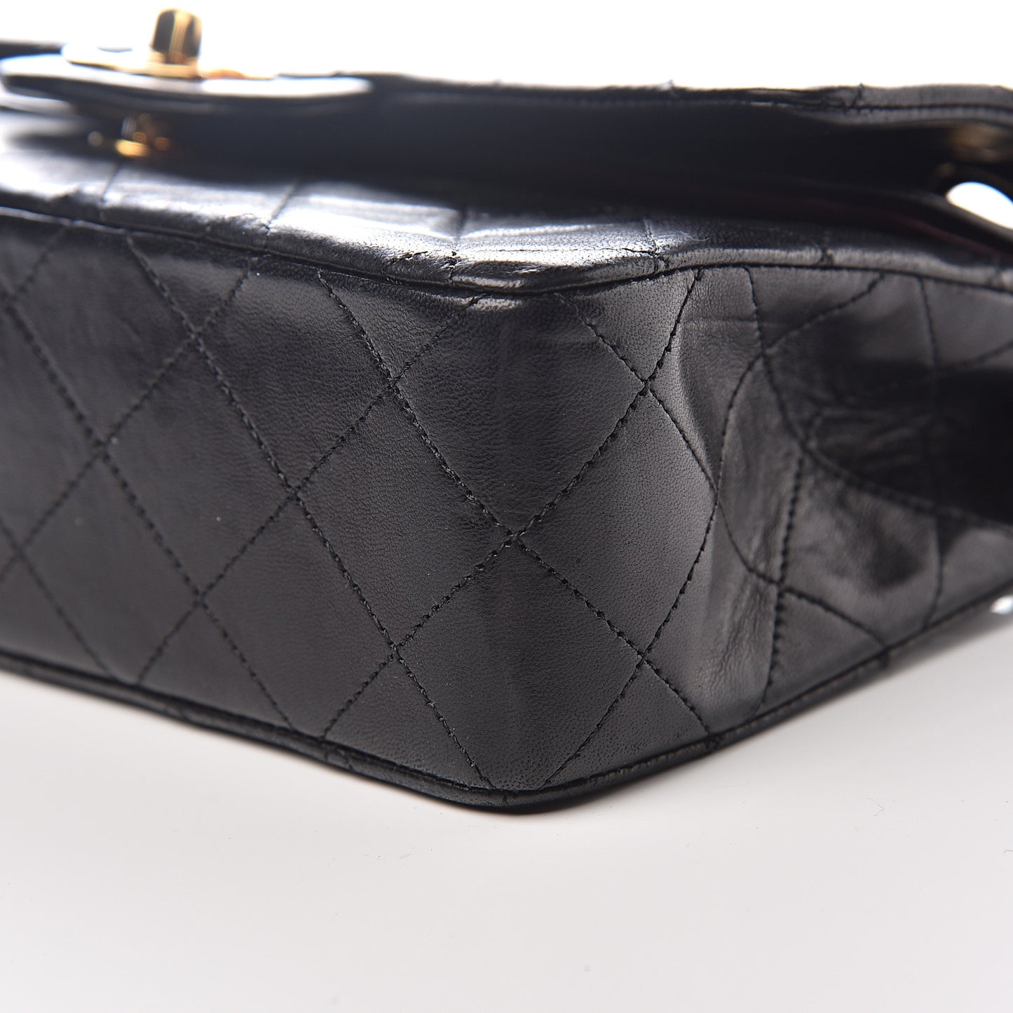Lambskin Quilted Small Double Flap Black
