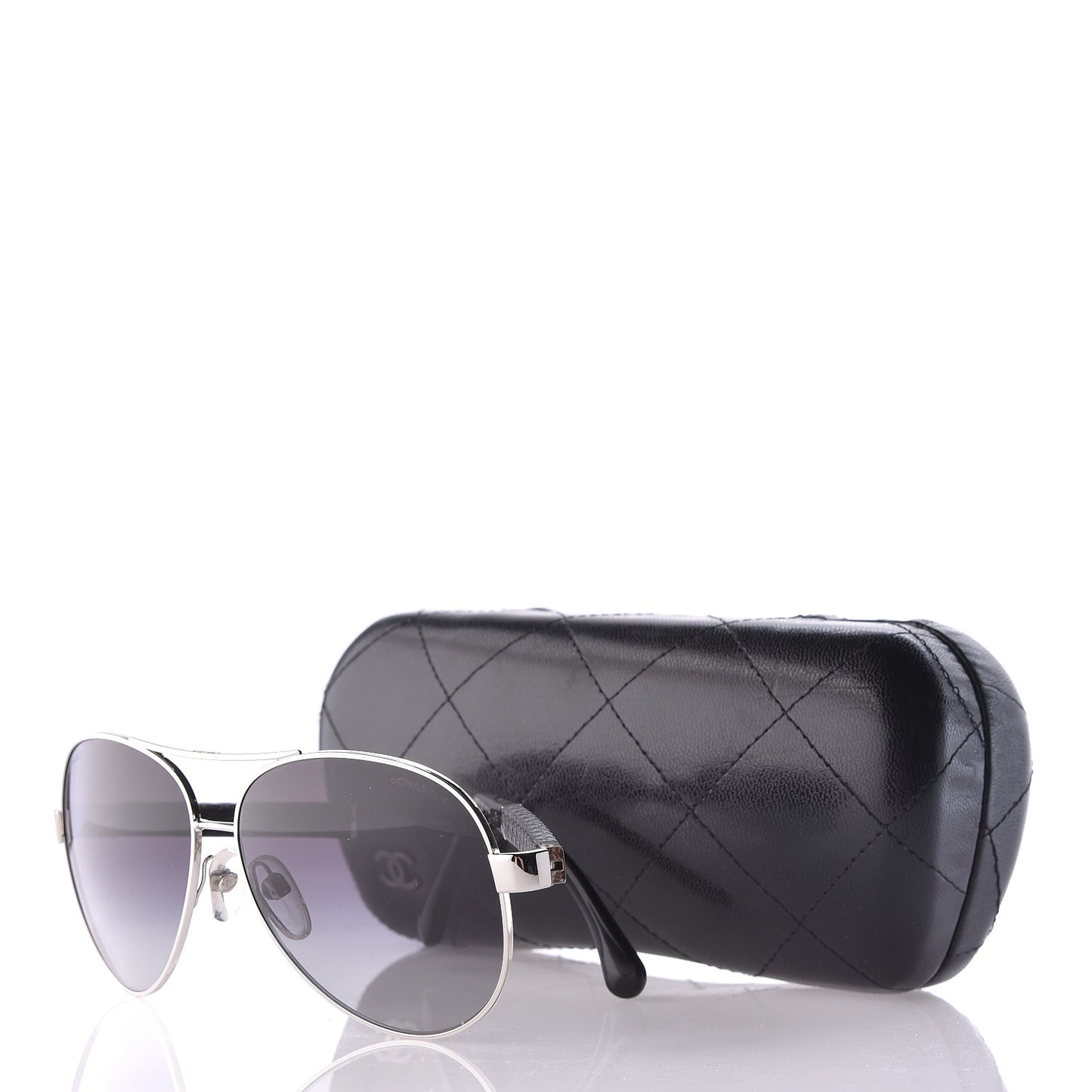 Lambskin Quilted CC Aviator Sunglasses 4195-Q Black