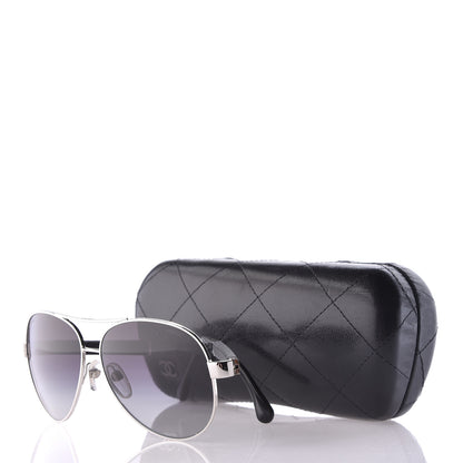 Chanel Lambskin Quilted CC Aviator Sunglasses 4195-Q Black 7 of 7