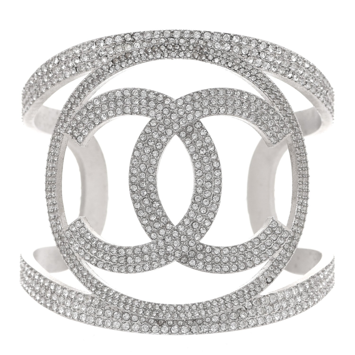 Chanel Crystal CC Cuff Silver 1 of 4