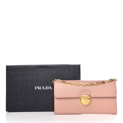 Prada Saffiano Lux Detachable Chain Clutch Wallet Peonia 11 of 11