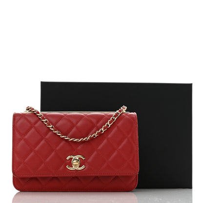 Chanel Lambskin Quilted Trendy CC Wallet On Chain WOC Red 16 of 16