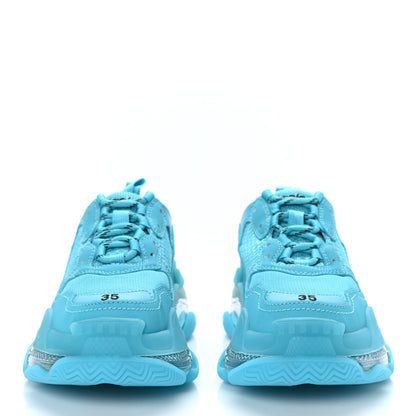 Balenciaga Fabric Mesh Clear Sole Womens Triple S Sneakers 35 Turquoise 3 of 8