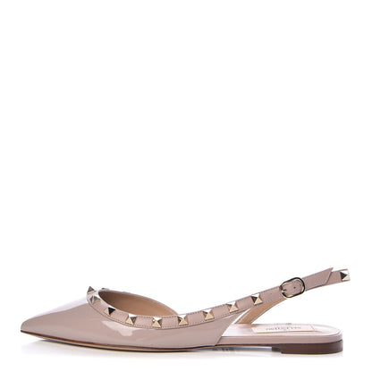 Valentino Garavani Patent Rockstud Slingback Flats 38 Poudre 1 of 9