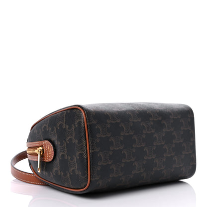 Celine Triomphe Canvas Calfskin Small Boston Bag Tan 4 of 10
