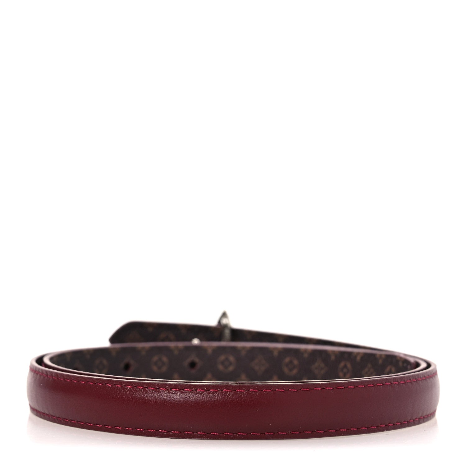 Louis Vuitton Monogram Empreinte 15mm Flowergram Reversible Belt 75 30 Burgundy 3 of 8