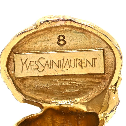 Saint Laurent Glass Cabochon Arty Ovale Ring 57/8 Gold Amber 4 of 4