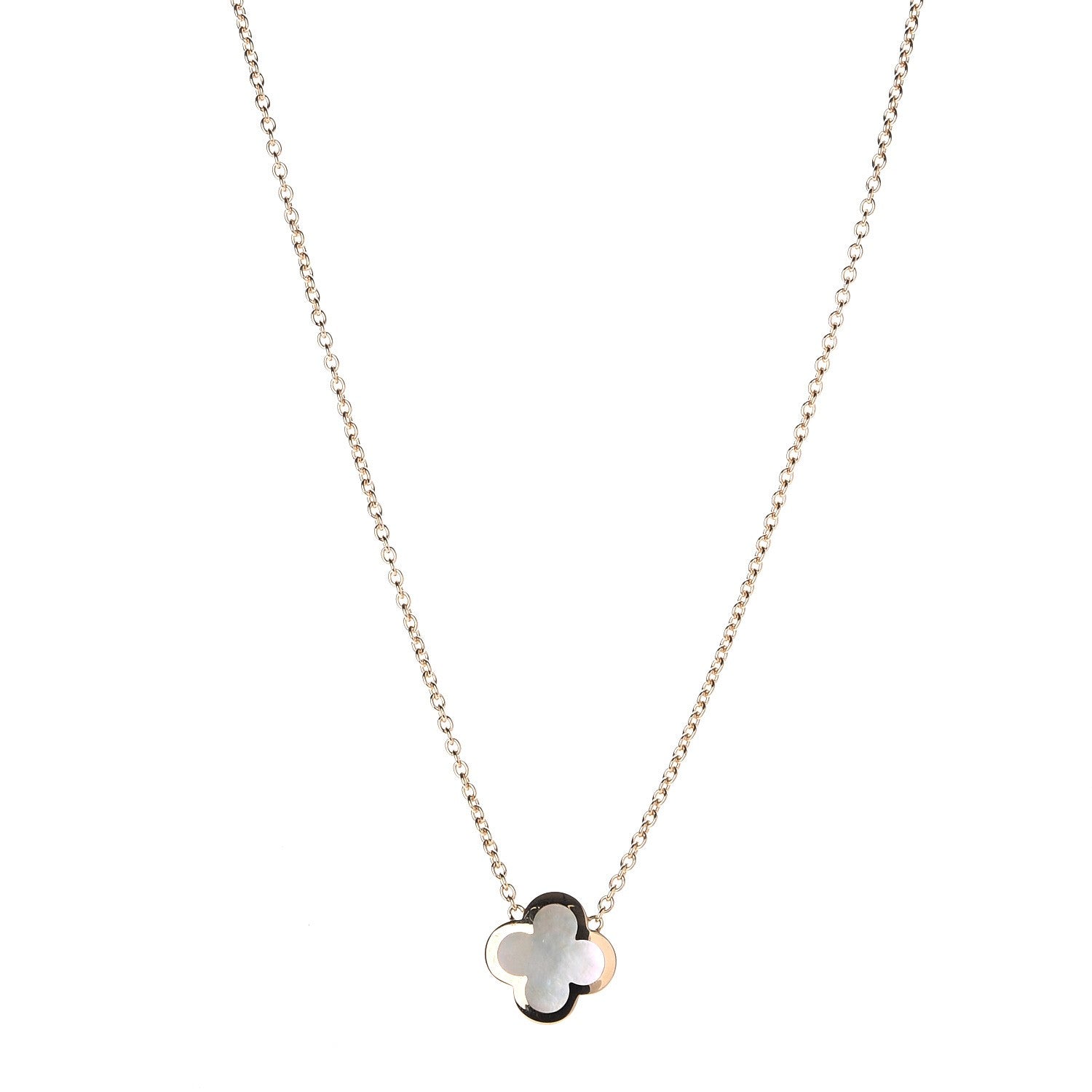 Van Cleef & Arpels 18K Yellow Gold Mother of Pearl Pure Alhambra Pendant Necklace 1 of 5