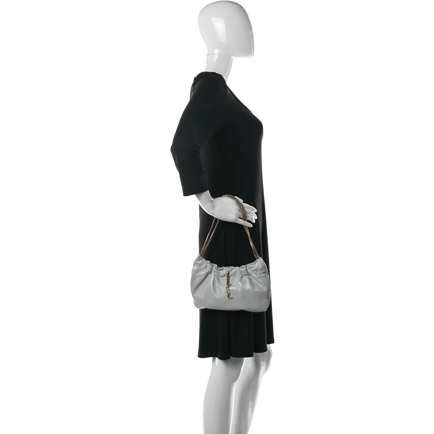 Saint Laurent Calfskin Pac Pac Ruched Hobo Winter White 2 of 11