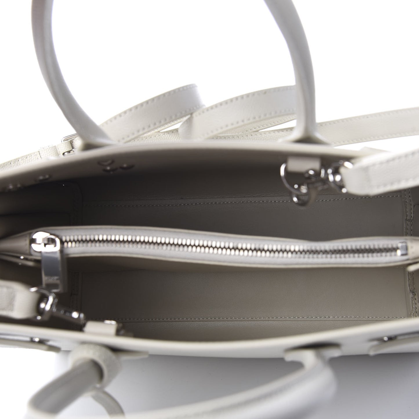 Grained Calfskin Baby Sac De Jour White