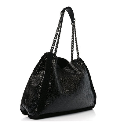 Gucci Patent Shearling Medium Soho Chain Shoulder Bag Black 5 of 19