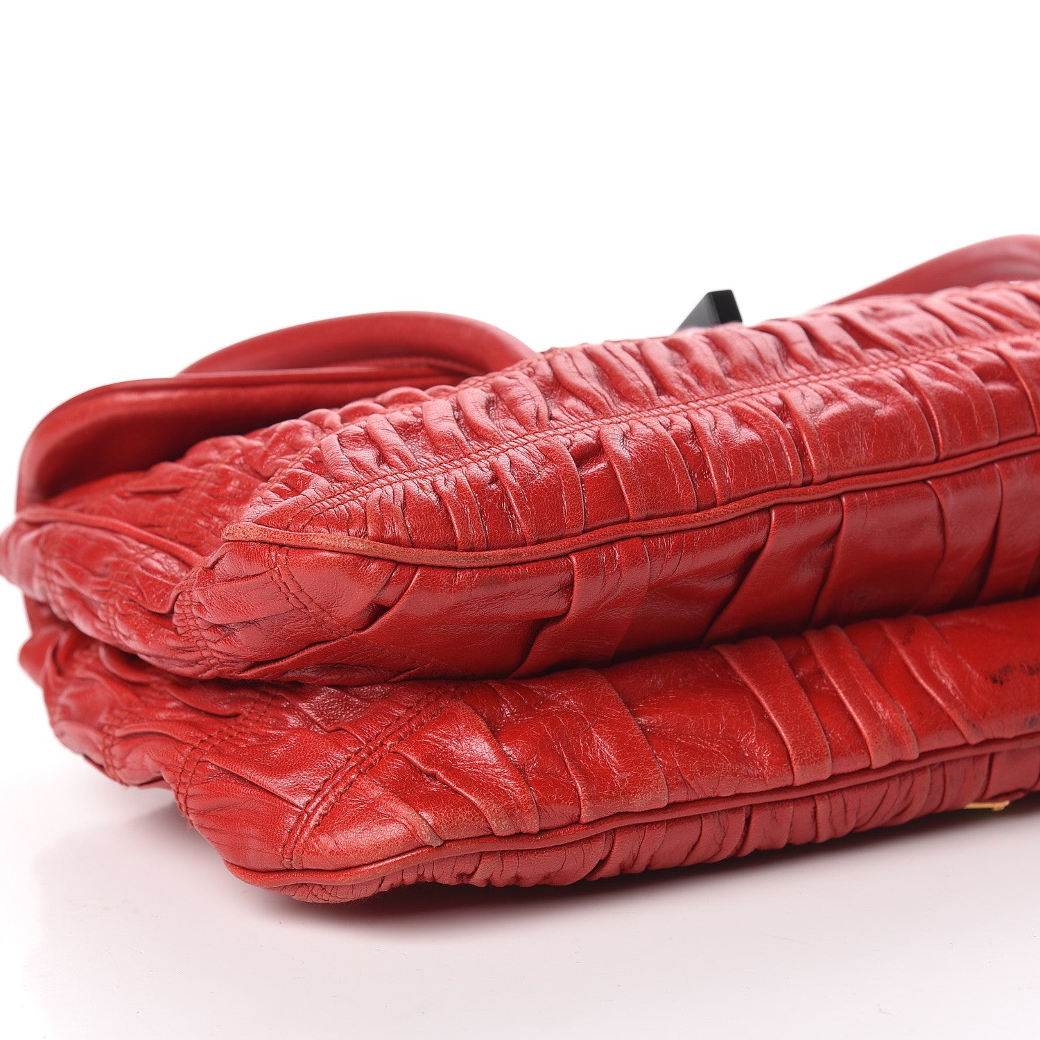 Prada Capretto Gaufre Flap Bag Rosso 9 of 18