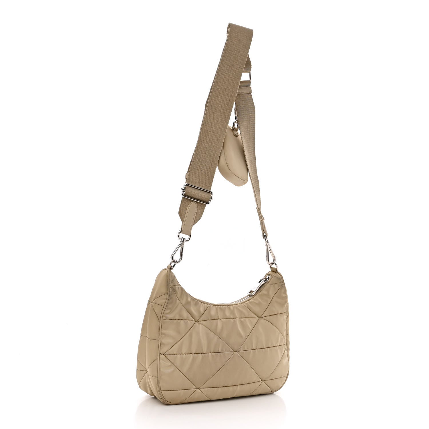 Prada Re-Nylon Triangle Quilted Padded Patchwork System Shoulder Bag Deserto 2 of 10