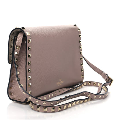 Valentino Garavani Pebbled Calfskin Medium Rockstud Flip Lock Crossbody Bag Poudre 3 of 9