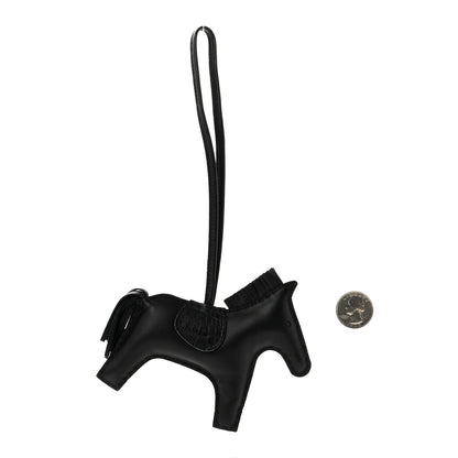 Hermes Milo Lambskin Matte Alligator Touch Grigri Rodeo Horse Bag Charm MM So Black 2 of 5