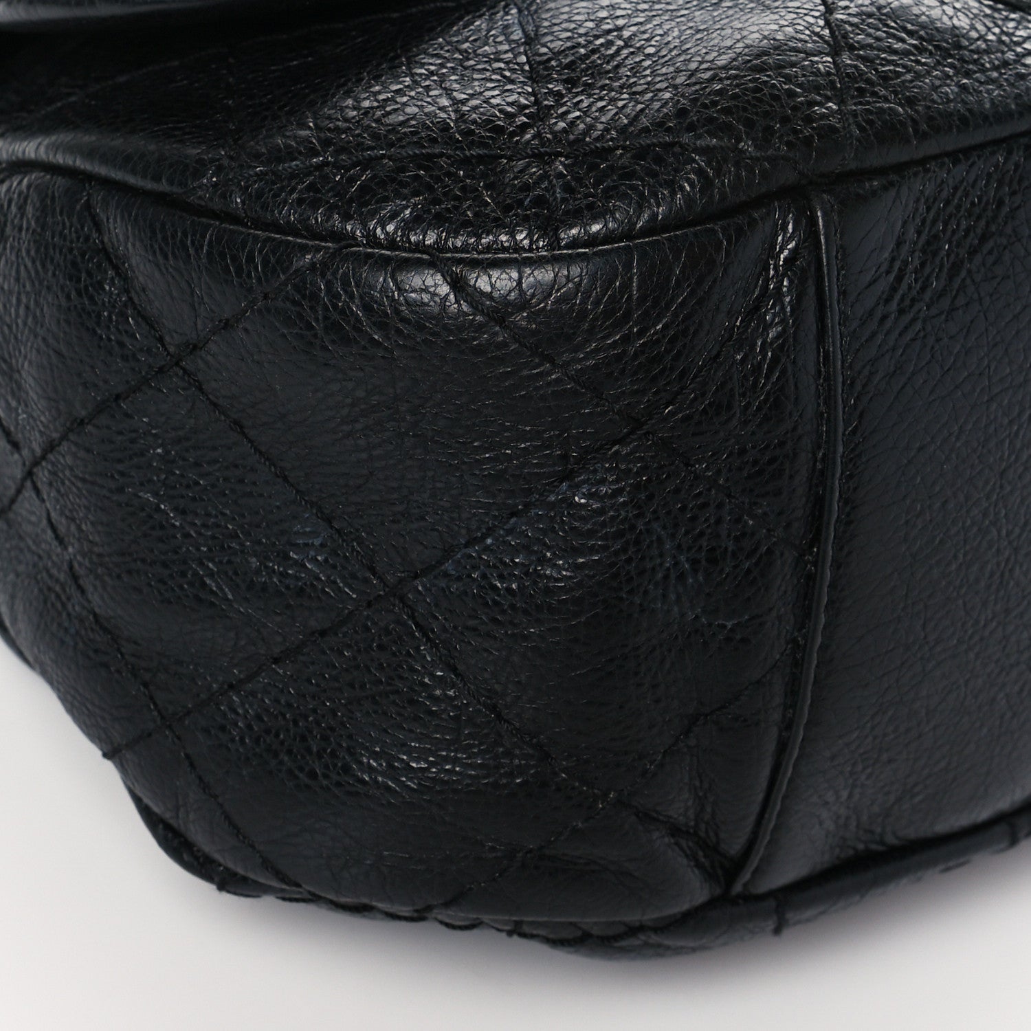 Chanel Glazed Calfskin Stitched XL On The Road Flap Black 8 of 9