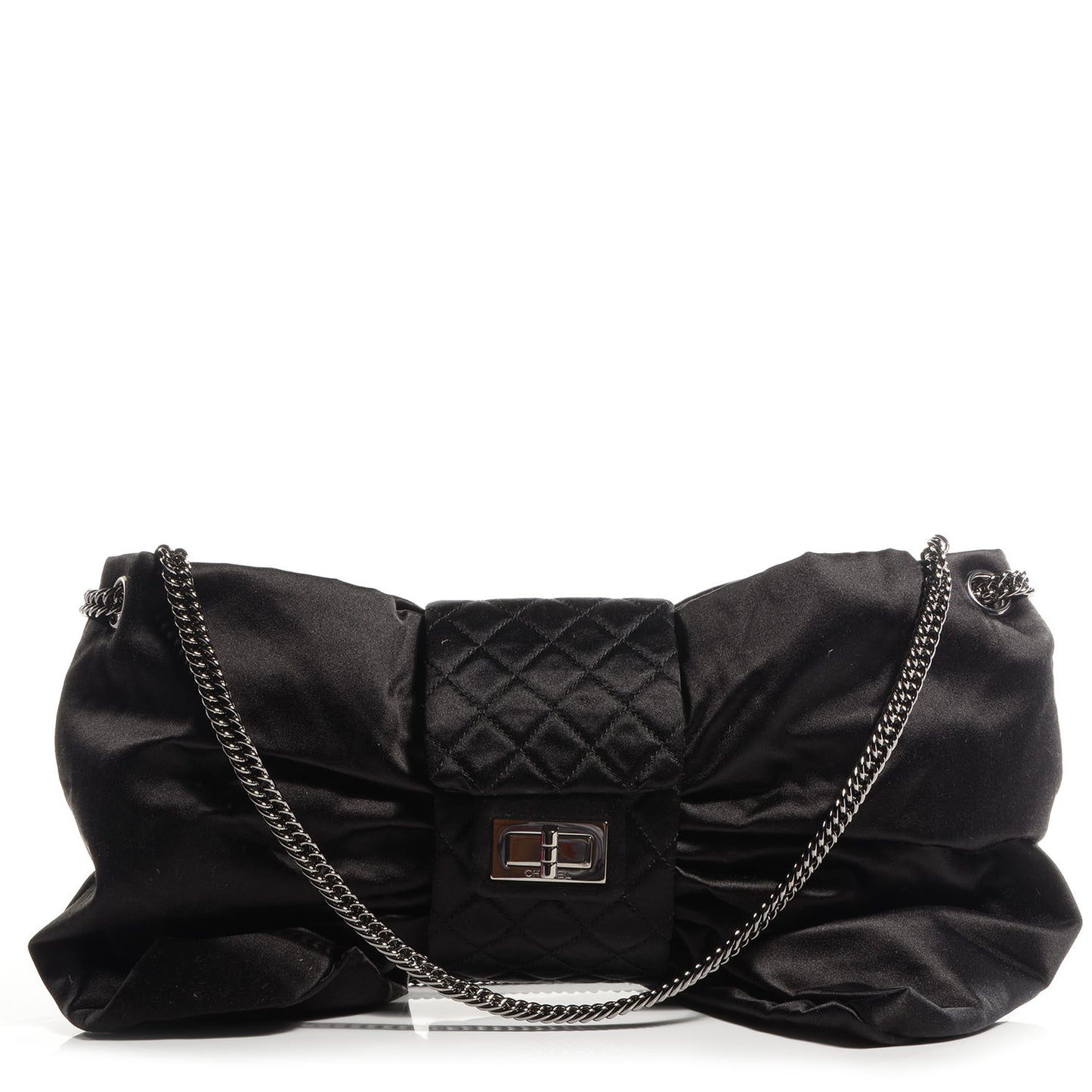 Satin Large Bow Bag Black