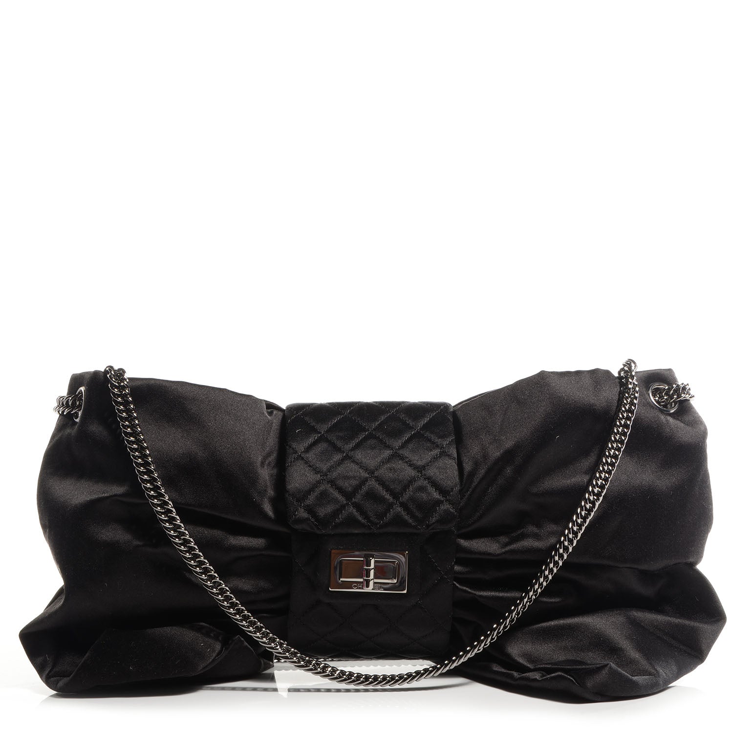 Chanel Satin Large Bow Bag Black 1 of 8