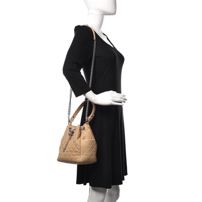 Chanel Lambskin Quilted Small CC Chain Bucket Bag Beige 2 of 14