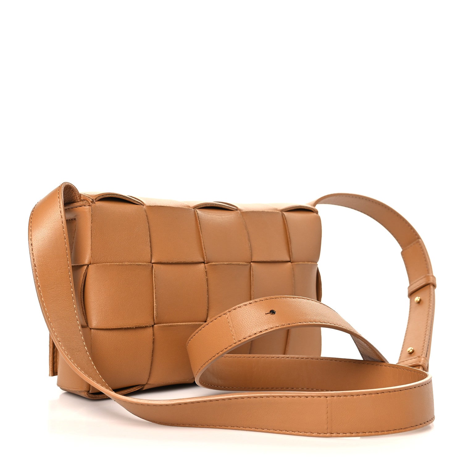 Bottega Veneta Lambskin Maxi Intrecciato Cassette Crossbody Bag Caramel 3 of 9