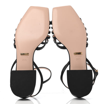Gucci Calfskin Braided Horsebit Sandals 36.5 Black 4 of 4